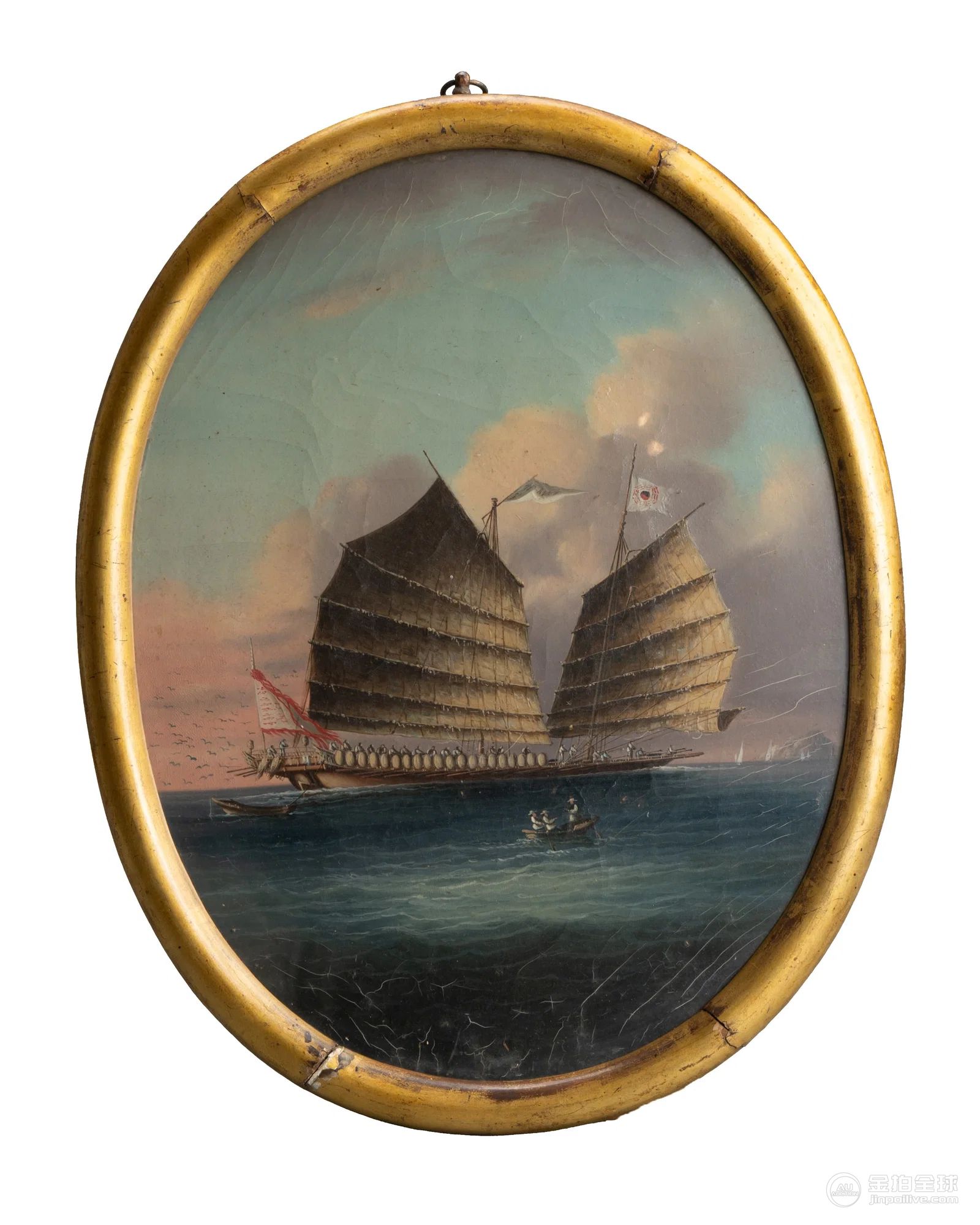 CHINESE SCHOOL, CHINA TRADE PAIR OF OIL PAINTINGS ON CANVAS, WAR JUNKS, 19TH CENTURY, QING DYNASTY. 图片2
