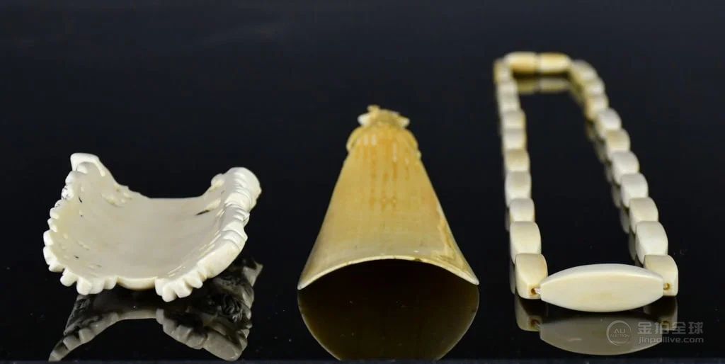 Group of 3Pcs Bone Carved Objects 图片3