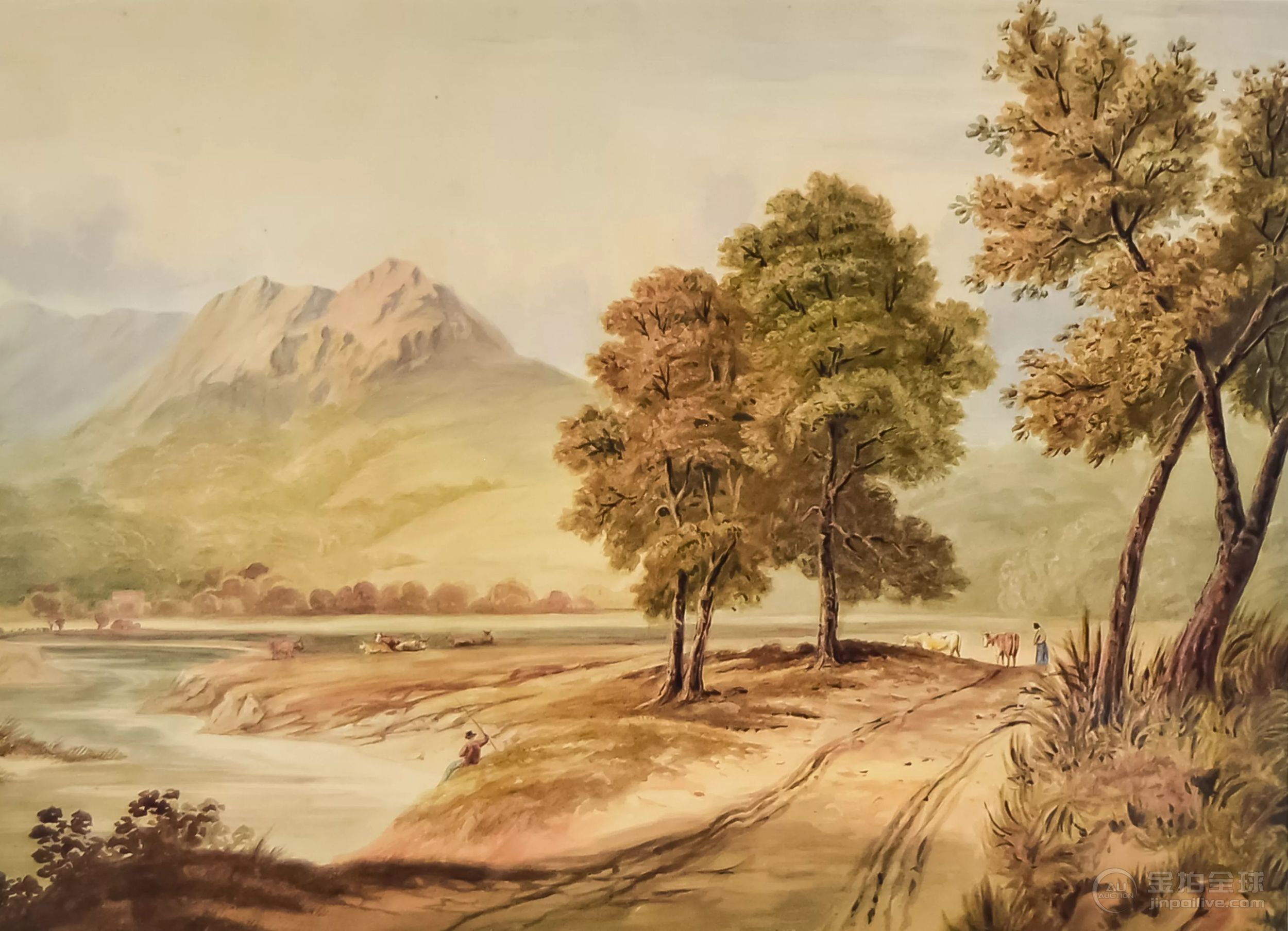 Ramsay Richard Reinagle (1775-1862) - Watercolour - "Head of Rydal Lake", 11ins x 16ins, in gilt 图片1