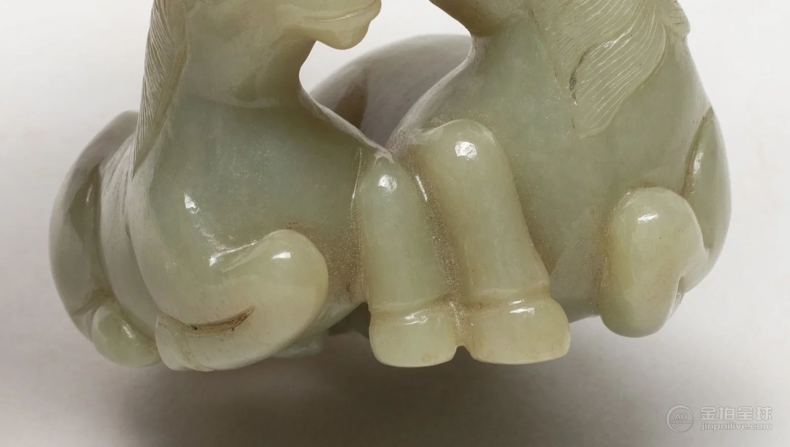 Chinese Jade Carved Double Horse Sculpture 图片8