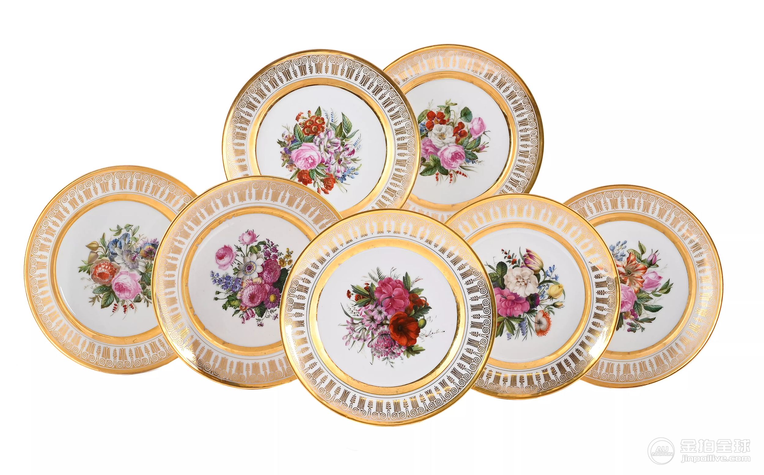 SEVEN PARIS PORCELAIN DESSERT PLATES, CIRCA 1830 图片1