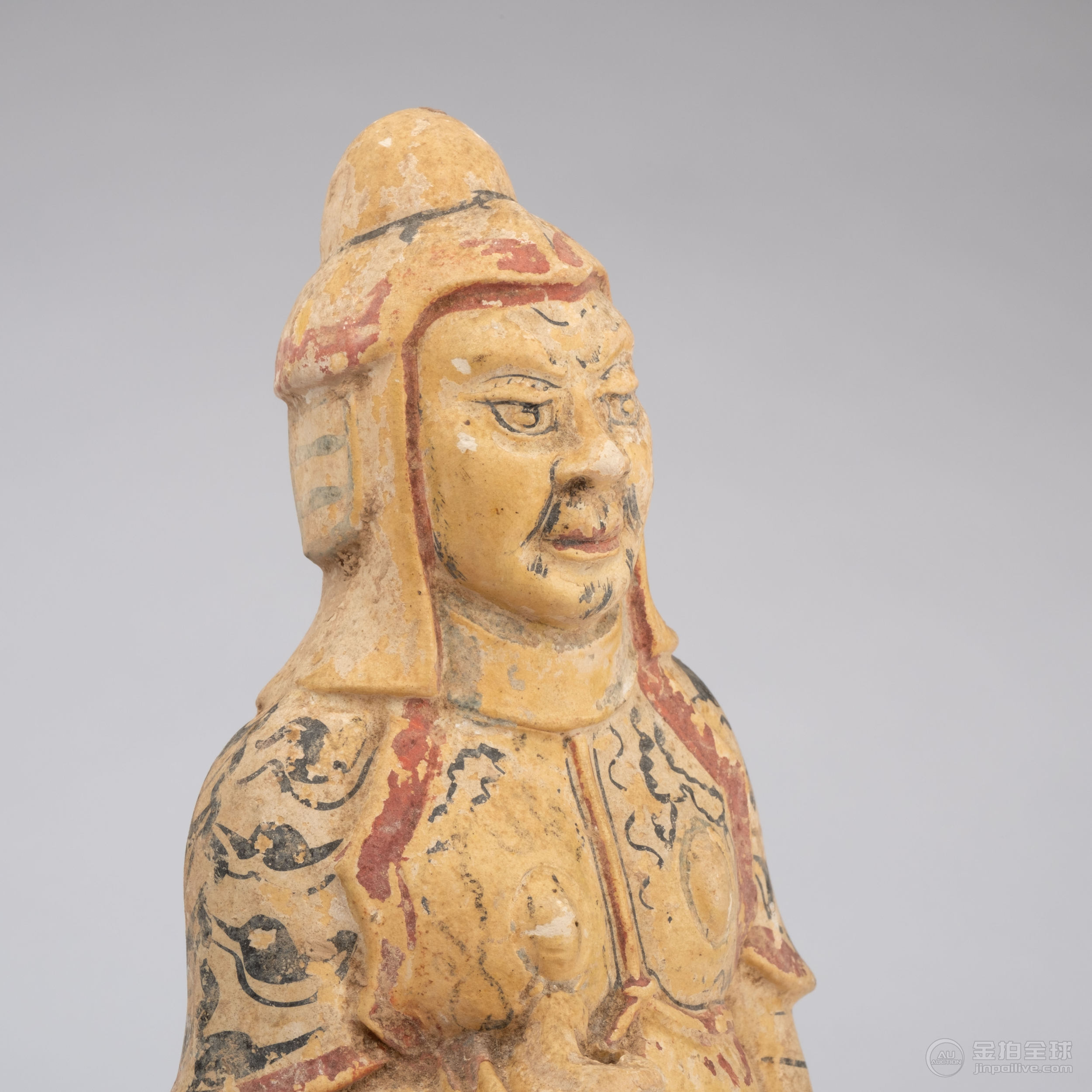 唐 黃釉加彩武人俑 图片7