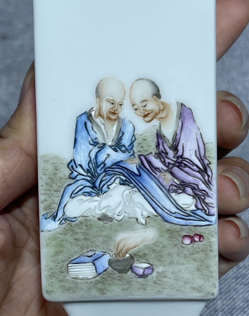 民国·粉彩人物诗文笔筒 图片5