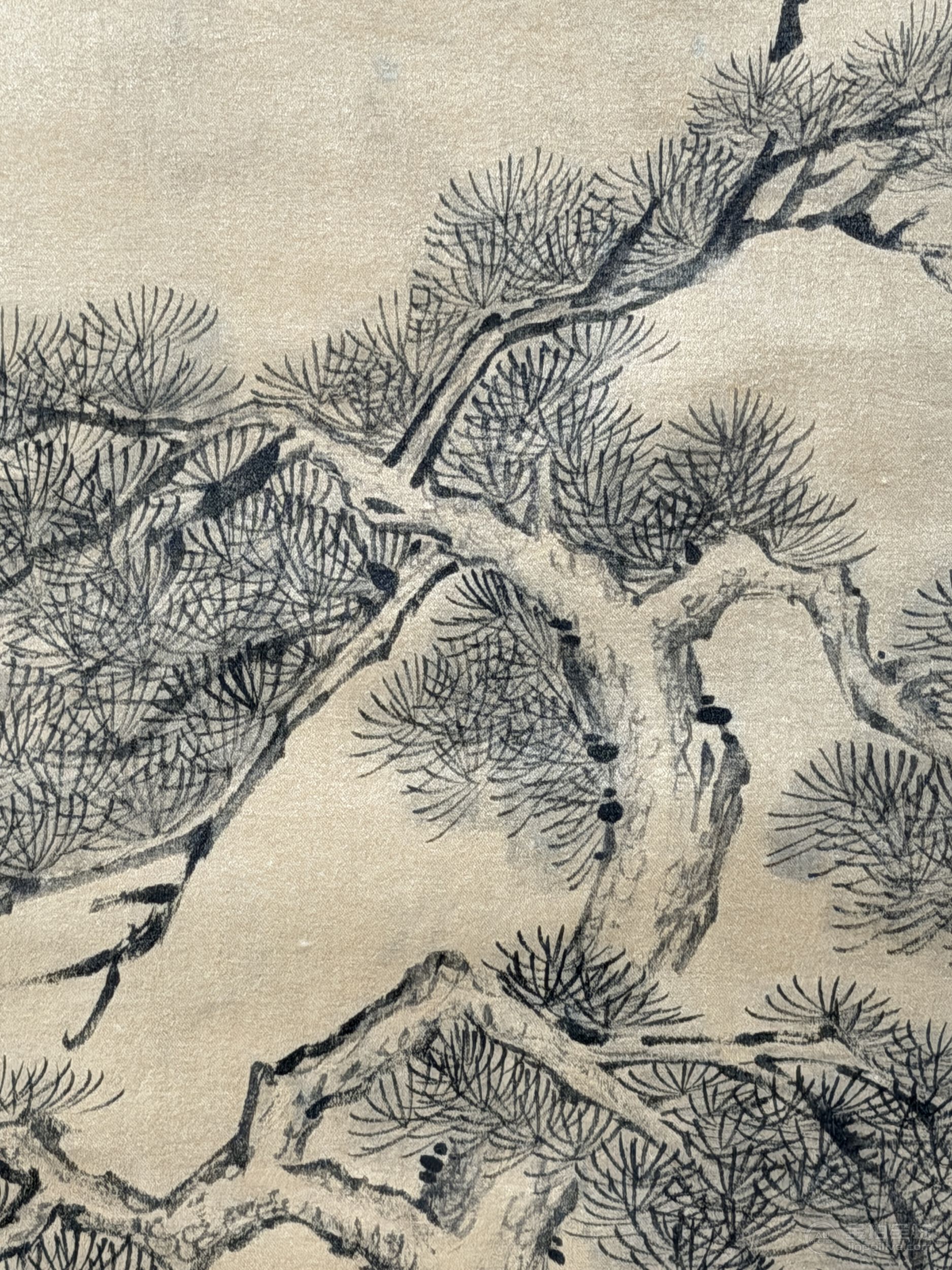 周亮工（1612-1672）　山水　綾本立軸 图片9