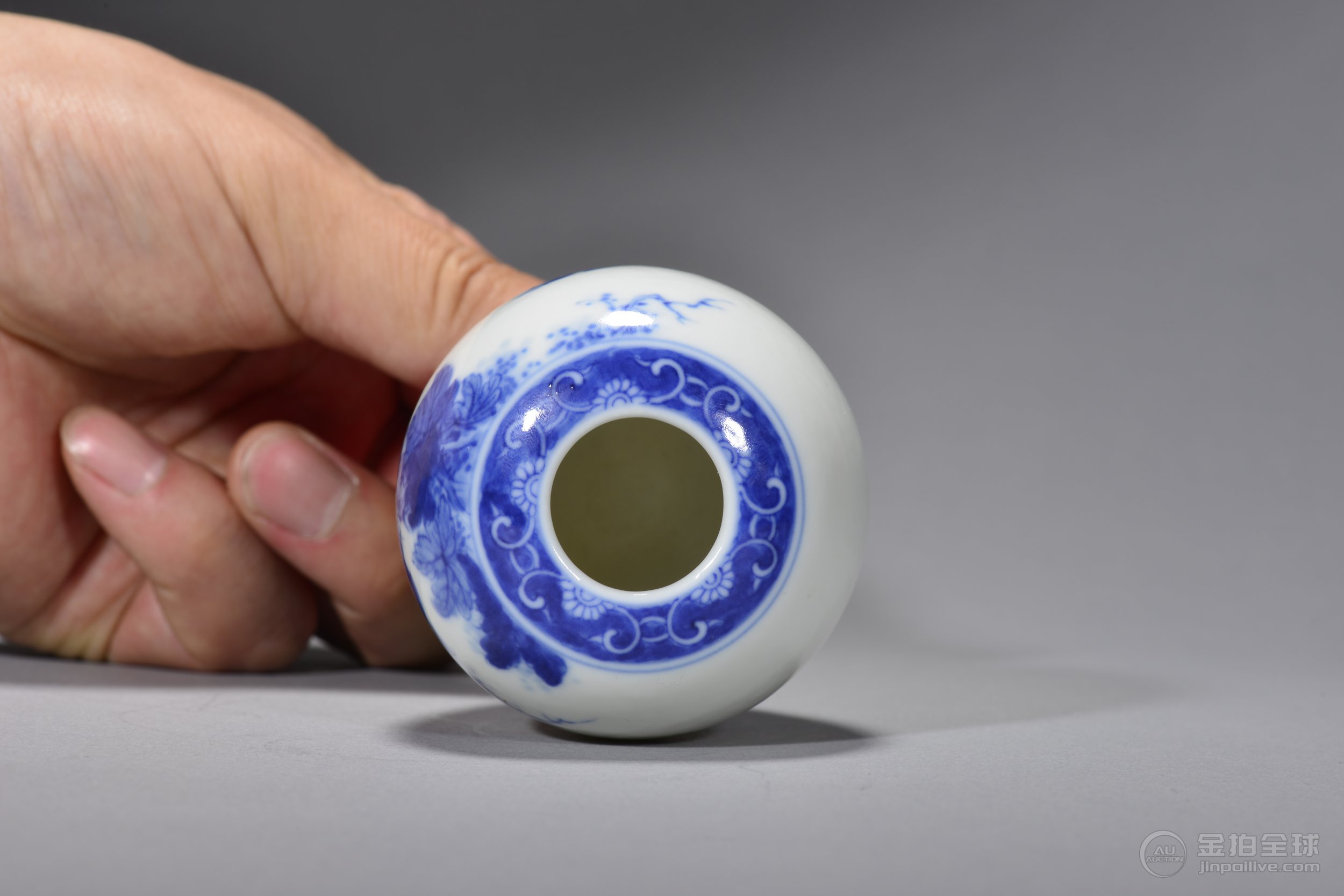 清光绪青花花鸟纹水盂 图片6